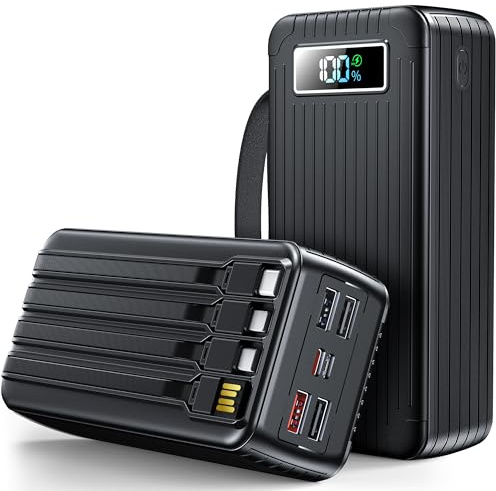 Batterie Externe 42800mAh: PD 25W 3.0A USB C Power Bank Charge Rapide avec 3 Input & 3 Output, écran LED, Lampe de Poche, Chargeur Externe Portable pour Samsung, iPhone 15 14, iPad, Switch (Noir)