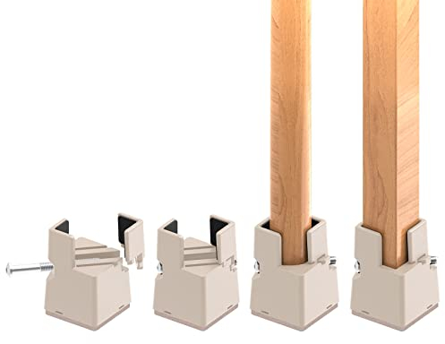 RCHYFEED Verstellbare Betterhöhung Möbelerhöhung 5cm mit Schraubklemme, Beige Betterhöher 2 Zoll Schwerlast Stuhlerhöhungen, 4 Stück Möbelerhöher für 0,8-1,6'' Breite Quadrat & Runde Stuhlbein Beige
