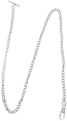 Hemobllo Catenina in Metallo Argento da Fibbia T Vintage Catena per Orologio da Taschino Decorazione per Cintura e Tasca Utilizzabile come Portachiavi