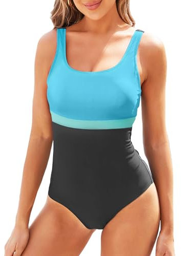 TcIFE Maillot de Bain Une pièce Femme Sport U-Back Swimsuit Taille Haute Amincissant Dos Nu Bra Push Up Rembourré Monokini