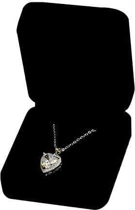 CSDPC Velvet Necklace Box Pendant Bracelet Display Boxes Black Necklace Storage Case Small Necklace Gift Box Organizer Jewellery Box for Women Valentines Mothers Day Wedding Birthday Christmas