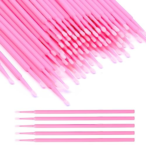 ILantule 100 Stück Microbürsten Wimpernbuerste,Lashes Graft,für Wimpernverlängerung(Rosa)