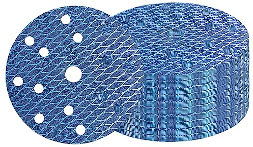 50pcs 150mm carta vetrata del velluto, dischi di levigatura orbitale casuale, cuscinetti di levigatura di forma del diamante di 15 fori 60-320 (10 x 60/80/120/180/320)