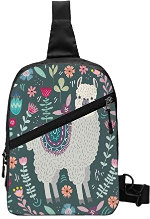 Schöne Schmetterling Sling Bag Brusttasche Für Männer Frauen, Faltbare Sport Casual Sling Schulter Rucksack Crossbody Tasche, Linke Oder Rechte Schulter Daypack, Blumen-Alpaka, Einheitsgröße