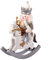 Ciao Christmas Nutcracker Toy Soldier King on Horseback with Cloak (28cm) Wooden Decoration with Fabric, White/Silver