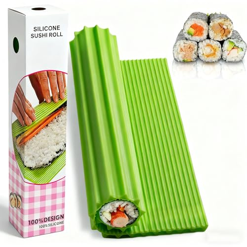 shofilt Premium-Silikon-Sushi-Set – Rollmatte für Anfänger und Kinder, 21,6 x 20,8 cm (Grün)