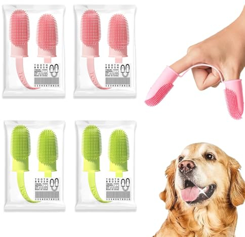 EODKSE Kit de Cepillo de Dientes para Perros - Incluye 4 Cepillos de Dedo para Limpieza Fácil de los Dientes de su Mascota, Mantenga la Higiene Bucal de su Perro con este Cepillo Dental para Mascotas,