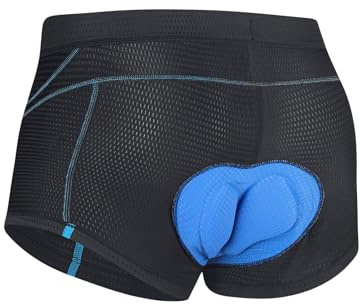 baleaf Men's Cycling Shorts Padded Underwear Breathable Mesh Bike Shorts for Men 4D Gel Padding Mountain Biking Bicycle Liner Black/Blue XXL