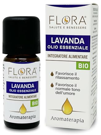 FLORA Olio essenziale puro di Lavanda puro 100% - Integratore alimentare - 10 ml - Favorisce il rilassamento (Stress e Sonno) Favorisce il normale tono dell'Umore Ideale anche in Aromaterapia