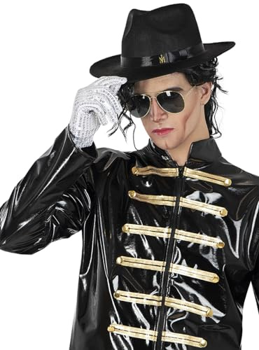 Funidelia | Michael Jackson Kostüm Kit für Herren Popmusik, Musikgruppen, Sänger, 80er Jahre - Zubehör für Erwachsene, Zubehör für Kostüm - Schwarz