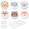 AYNKH Pack of 6 Wooden Cabinet Drawer Knobs with Silicone Door Protectors, 35mm Cartoon Animals Round Handle with Screws for Children's Room Kitchen Bedroom Furniture