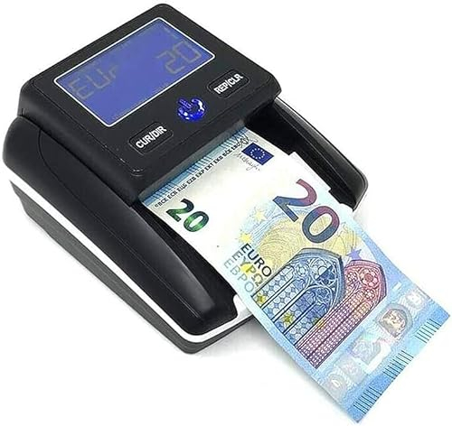 SQUADO Detector de dinero falso verificación billetes falsos EURO con batería recargable y cuenta billetes portátiles detector para dinero