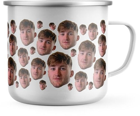 Purple Print House Customised Face All Over Enamel Mug Funny Personalised Photo Camping Cup Men Women