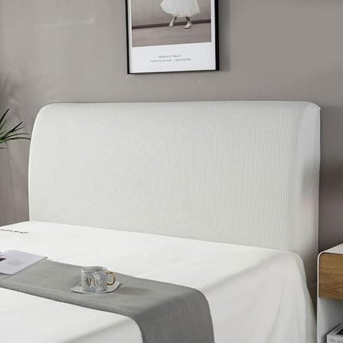 Bett Kopfteil Bezug, Bettkopfteil Hussen Einfarbiges Design All-Inclusive Kopfteilbezug, Dehnbare Kopfteilbezug Staubdichte Schutzhülle für Gepolsterte Schlafzimmer Kopfteil (Weiß, 150CM)