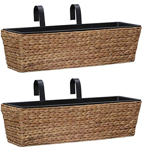 Cosisti Jardinières Balcon 2 pcs Jardinière Suspendue Pot de Fleurs jardinieres Exterieur Balcon Bac à Fleurs Extérieur Jacinthe d'eau-Marron-Type 1