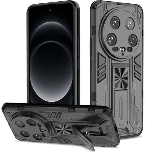 Btstring Hülle kompatibel mit Xiaomi 14 Ultra, Militär Standard Cover Case Standfunktion Handy Hüllen -Schwarz