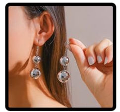 Carufin Ball Ohrringe Silber Disco Ohrringe Einfacher Schmuck für Frauen und Mädchen