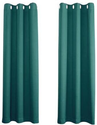 Happy Homewares Teal Blackout Curtains - 46 x 63 Inch Drop - Elegant Eyelet Curtains with Thermal Insulation - 2 Panels for Bedroom or Living Room