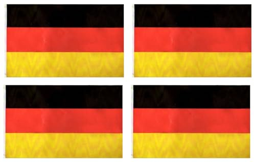 4 x Deutschland Fahne Flagge Fanartikel WM EM Fußball ohne Adler 90x150cm mit Metallösen für Fahnenmast