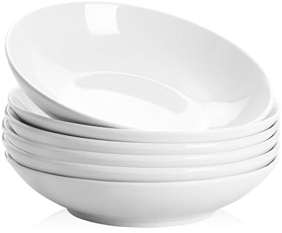 Swuut Ensemble de bols à pâtes en céramique de 1,18 l - Bleu et blanc - Grand bol de service - Passe au micro-ondes et au four - Blanc