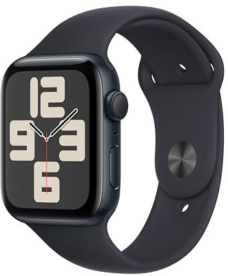 Apple Watch SE (2nd Gen) [GPS 44mm] Smartwatch with Midnight Aluminum Case with Midnight Sport Band M/L (Renewed)