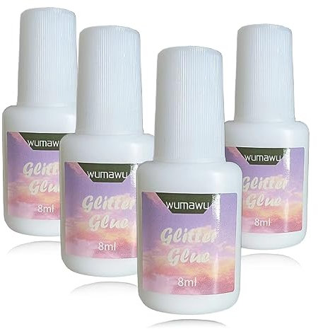 Hautkleber für Glitzertattoos,wumawu 8 ml*4 Glitter Glue, Kleber für Glitzer, Geruchlos& Nicht Toxisch, Glitzer tattoo kleber für Halloween, Karneval, Schminke, Weihnachten,Cosplay (32 ml)