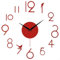 Orologio da parete fai da te, numeri adesivi per decorazione creativa della casa (rosso)