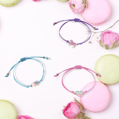 TAXTYHRE 3 Stück Armband Mädchen, Armband Süßes Mädchen, Einstellbare Geflochten Armband, Freundschaftsarmband Kinder, für Mädchen Geschenke Geburtstag (B)