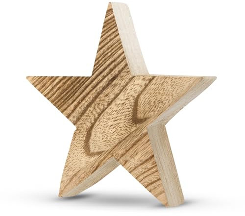 Hpbaggy Mango Holz Stern,15 cm Holzstern,Stern Holzstern Mango,Holzsterne zum hinstellen,Holz Aufsteller für Weihnachten Dekoration Fenster Tischdeko Weihnachtsdeko