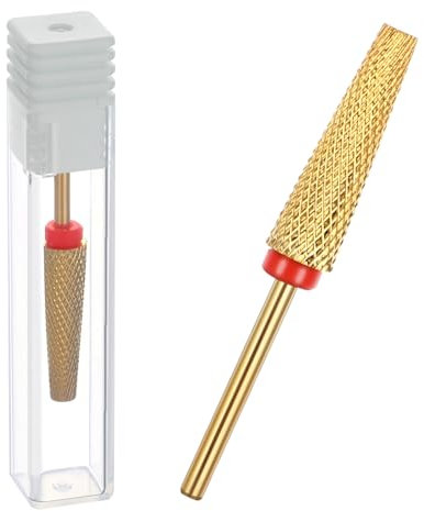 Thinp 5 in 1 Nail Drill Bit,3/32'' Carbide Tungsten Bits Drill Bit Professional Fine Drill Bits for Nails Advanced Safety Bits for Manicure Pedicure Cuticle Gel Polishing(Gold)