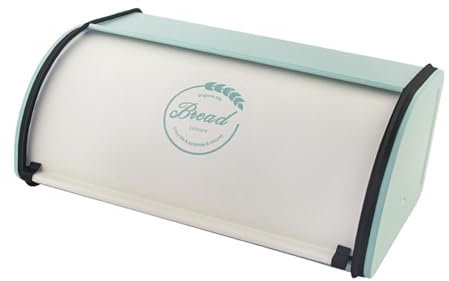 SiaBiced Recipiente de Metal para Guardar Pan, Soporte con Tapa Enrollable para Cocina, Verde L, Individual