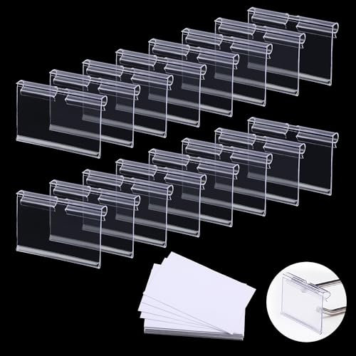 60PCS Basket Labels Clip On, Clear Plastic Label Holders with 80PCS Label Papers,Labels for Storage Bins, Wire Shelf Retail Price, Merchandise Sign Display Holder for Supermarket