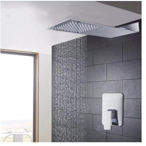 badewanne regendusche Luxus wandmontage quadratischer duschkopf Messing Wasserfall dusche Wasserhahn Set, dusche