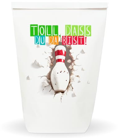 Paul's Papierfabrik Bowling - 6/8/12x tolle bedruckte Bowling Geschenktüten, für Kindergeburtstage, Sportevents, Partys - Einzigartiges Design auf nachhaltigen Papier Tüten