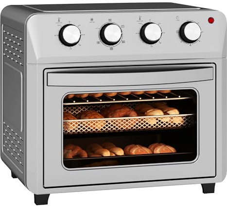 HOMCOM 24L Air Fryer Oven, Mini Oven, Oil Free Cooking, Grill, Roast, Bake, with Adjustable Temperature, Timer, Touch Screen, Dishwasher Safe, 1600W, Silver