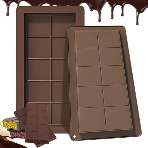 SilverChry Lot de 2 Moule à Tablette de Chocolat Profond, Moule Chocolat Dubai, Moule Tablette Chocolat Profond, Moule à Chocolat Extra Profond Pour Bonbons Au Chocolat, Chaque Moule Donne 10 Pralines