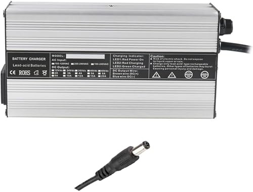 Chargeur Batterie pour Chariot Élévateur 12V 10A / 24V 7A / 36V 5A / 48V 4A / 60V 3A / 72V 2.5A Chargeur De Batterie Au Plomb 240W Puissance avec Prise Anderson 50 A LED Indiquant L'État de Charge(Plu
