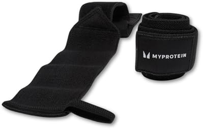 Myprotein Wrist Wraps (Black) - Weightlifting & Gym Support Straps for Men & Women | Durable & Adjustable Wrist Support for Lifting, CrossFit, Powerlifting & Strength Training
