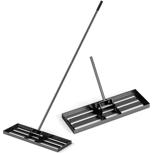 COSTWAY Lawn Leveling Rake, 30”/36”/42” x 10” Lawn Leveler with 77” Ergonomic Handle, Heavy Duty Landscape Rake Soil Leveling Tool for Garden, Golf Course and Farm (30” x 10”/75 x 25cm, Black)