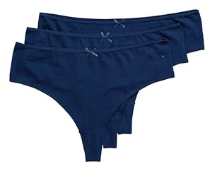 Ulla Popken Damen große Größen Übergrößen Plus Size Strings, 3er-Pack, Basic Nachtblau 58+ 838637139-58+