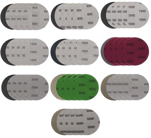 Papier Poncer Phare Voiture 75mm, 50 Pièces Disque Poncage 75mm, Papier a Poncer 1000 2000 3000, Papier De Verre 1000 2000 3000 4000 5000, Papier a Poncer Carrosserie Grain 600/800/1200/1500/2500