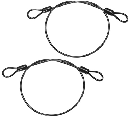 TIXIPEM Security Cable with Loops [2Pcs] - 1.64ft / 64.6 Inch Stainless Steel Luggage Lock Safety Cable Use for Bikes & Luggage & Toolbox, & Tent - [Black] Wire Rope Lanyard