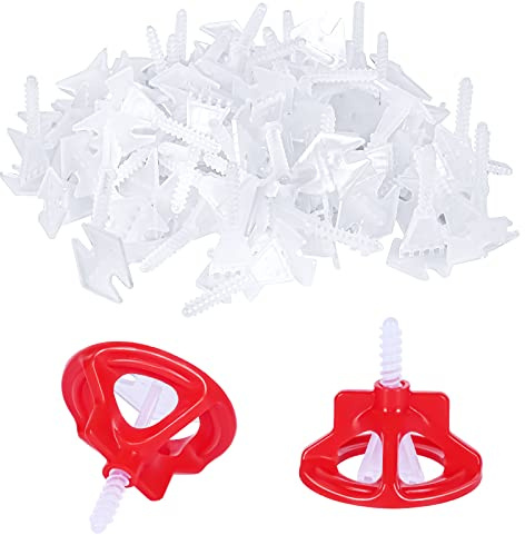 100 Hauben+300 Laschen Professionelles Fliesen-Nivelliersystem-Set, Anti-Lockerungs-Fliesen Werkzeug, Fliesenverlegehilfe 1 mm (1/32) Zoll, (1 mm, 100 Hauben+300 Laschen)