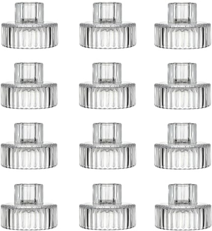 6er Glas Kerzenhalter Kerzenständer, 2-in 1 Transparente Teelichthalter, Tischdekoration für Stabkerzen, Esstische, Hochzeiten, Partys, Weihnachten, Advent, Wohnzimmer, Heimdekoration (12)