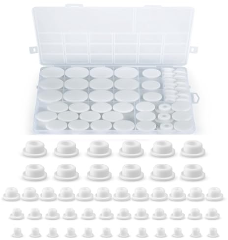 48 PCS Bathtub Jet Covers Silicone Hole Plug White Tube Plugs 4 Sizes Waterproof Bathtub Plug Fit for 12mm 14mm 16mm 22-23mm Bathtub Hole