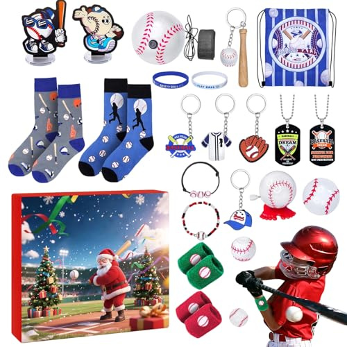 Adventskalender Baseball Weihnachten für Jungen, 24 Tage Ballsport-Dekorationen, Countdown-Kalender für Sportball | für Leidenschaften, Spieler, Teammitglieder, Familien und Aktivitäten