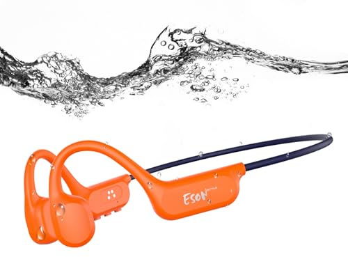 esonstyle Casque Conduction Osseuse Natation Bluetooth 6.0,Casque Étanche IP68,Ecouteur Waterproof Natation Écouteurs Ouverts sous l'eau avec MP3 8G pour Course à Pied, Cyclisme, Sport (Orange)