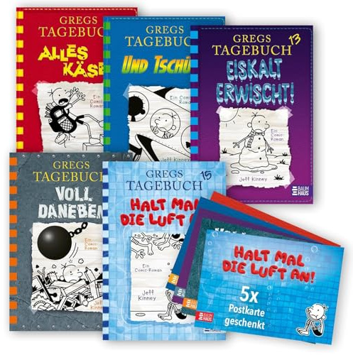 Gregs Tagebuch Band 11-15 plus passende Postkarten zu jedem Band