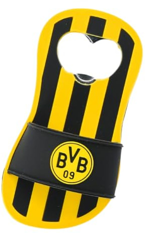 Dortmund BVB Flaschenöffner im Badeschlappen-Design mit Streifen | BVB-Logo, Soft PVC und Metall, Schwarz-Gelbe Streifen, Fan-Accessoire, Integrierter Öffner