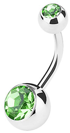 Piercingfaktor Bauchnabelpiercing Banane Piercing Bauch Stecker Gebogen mit Doppel Multi Kristall Kugel
